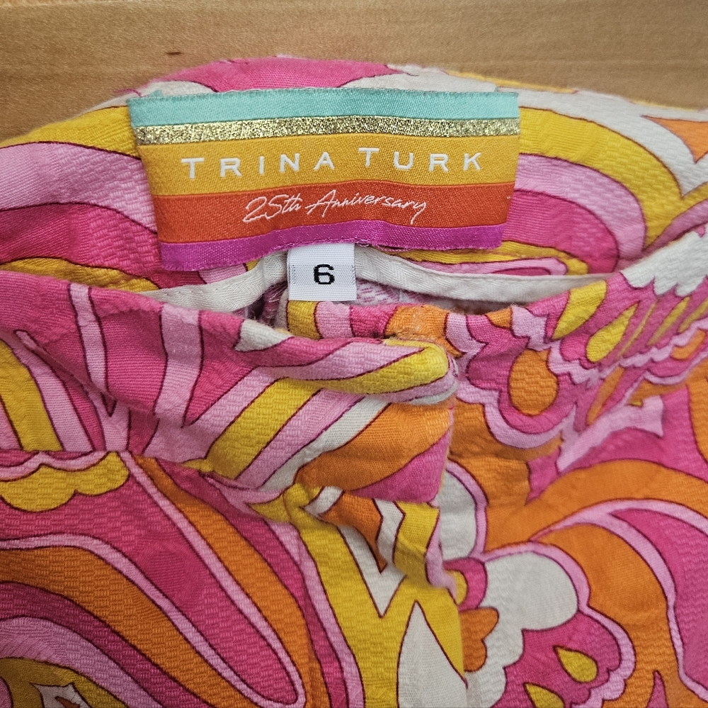 Trina Turk Corbin 2 Limited 25th Anniversay Jaquard Vibrant Printed Shorts S 6 - Picture 5 of 7